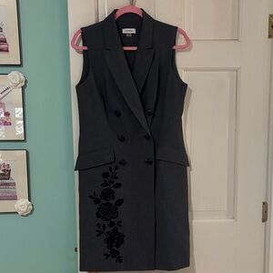 Calvin Klein Charcoal Sleeveless Dress with Floral Detail
